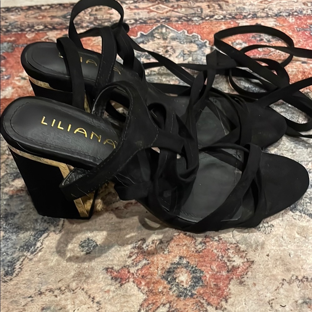 Liliana Black Strappy Women's Heels
